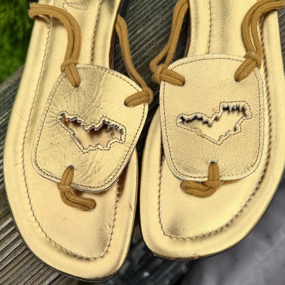 Gold Women's Slide Sandals flip flops L. Effel size 8 or 39EU - Picture 3 of 7